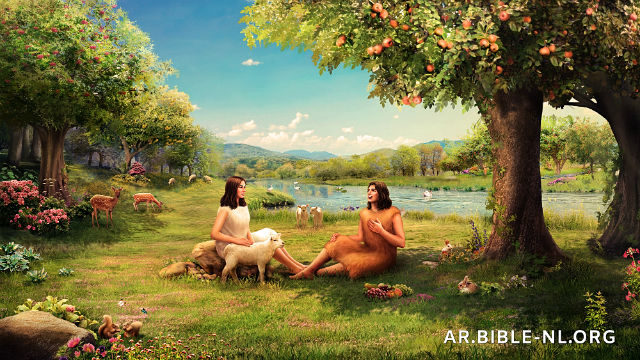 يعيش آدم وحواء في جنة عدن